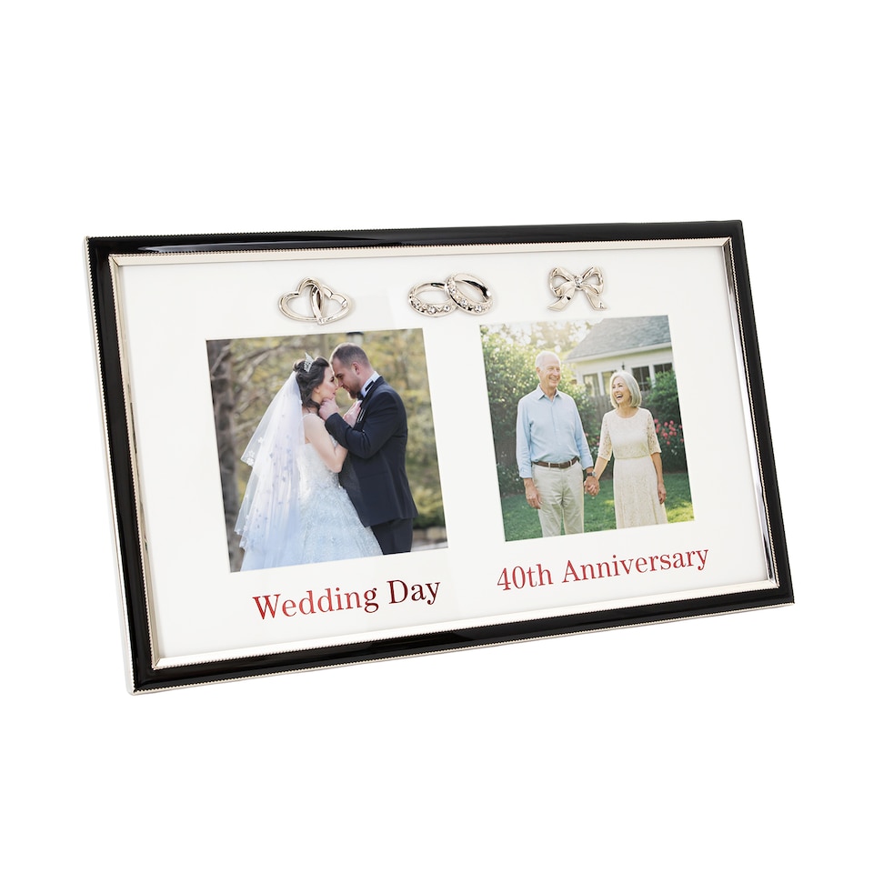 image 1 of 40th Anniversary & Wedding Frame with Silver & Black Icons | Silver | One Size