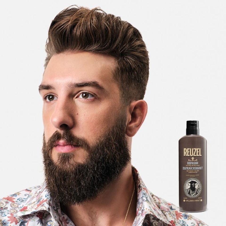 image 1 of Reuzel Refresh No Rinse Beard Wash Instantly Freshens Beard Softens and Hydrates Beard Emergency Shower in a Bottle Freshens Beard and Keeps It Moisturized Softens Coarse Hair 200 ml | Multi | Can you make a product discription for this product please
