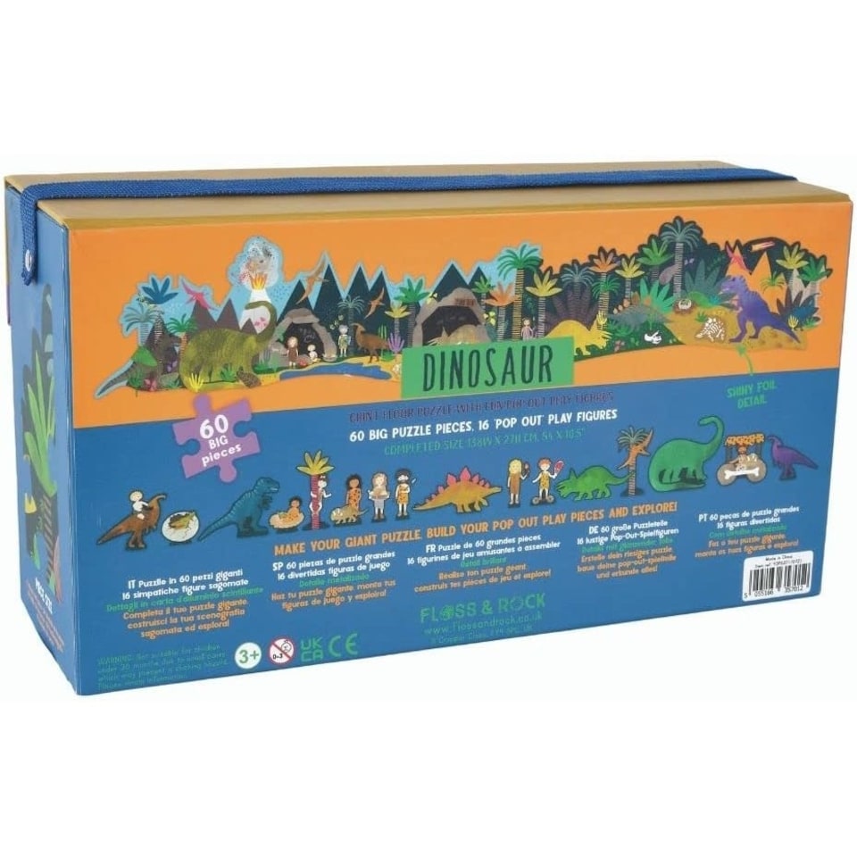 image 1 of Floss & Rock Giant Floor Pop Up Jigsaw Puzzle 60 Piece - Dinosaur