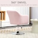 image 5 of HOMCOM Swivel Linen Fabric Accent Chair for Living Room Contemporary Vanity Armchair with Adjustable Height Thick Cushion Lumbar Support Armrest for Bedroom Office Pink