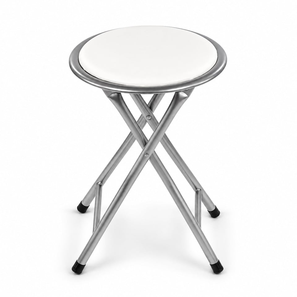 image 1 of White Padded Folding Breakfast Kitchen Bar Stool Seat | White