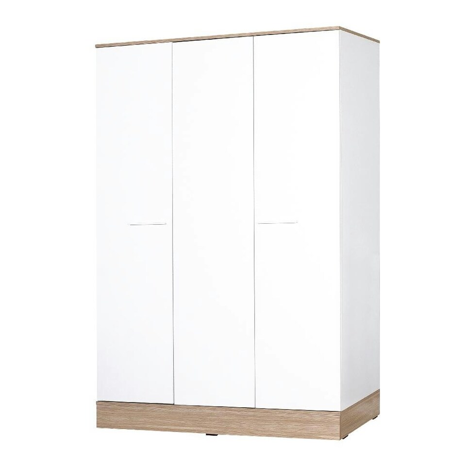 image 1 of Adore Teen White & Oak 3 Door Wardrobe with Shelves White