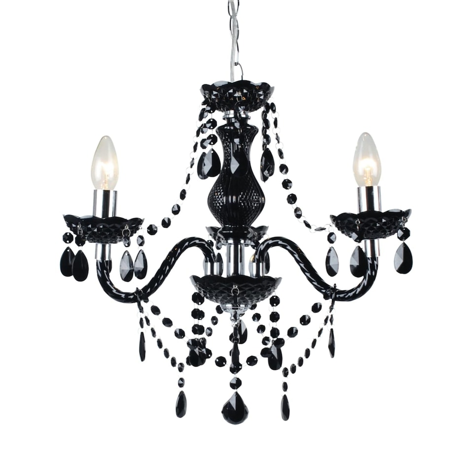 image 1 of Black and Chrome Marie Therese Style 3 x 40W Chandelier | Black | Chrome | 1
