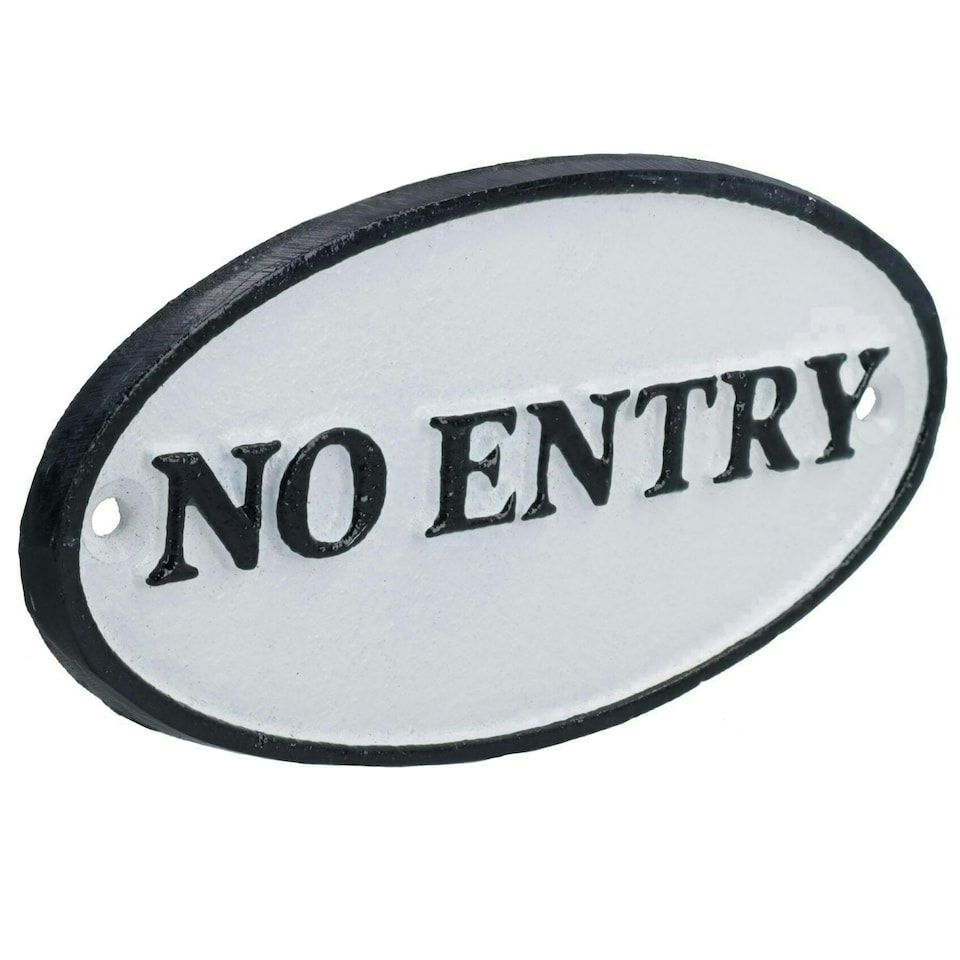 image 1 of No Entry Cast Iron Sign Plaque Door Wall House Gate Post Office Cafe Shop Hotel
