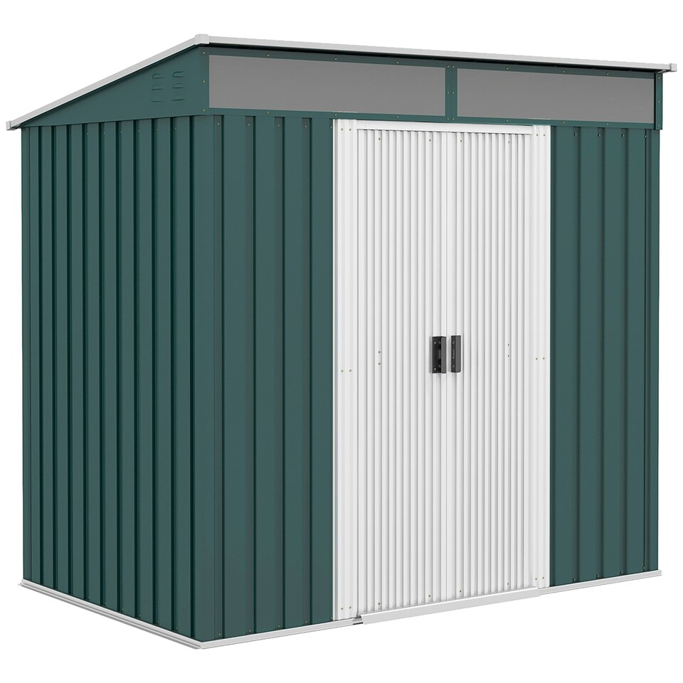 image 1 of Outsunny 6.5x4FT Garden Shed Lockable Metal Tool Shed Green