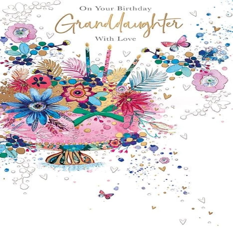 Words 'n' Wishes Traditional Granddaughter Birthday Card, Birthday Card Granddaughter, Multi-Coloured 25.8 x 16.9 cms