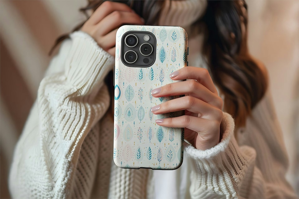 image 1 of Bohemian Leaf Phone Case | Blue | Galaxy S25
Tough | Galaxy S25
Tough