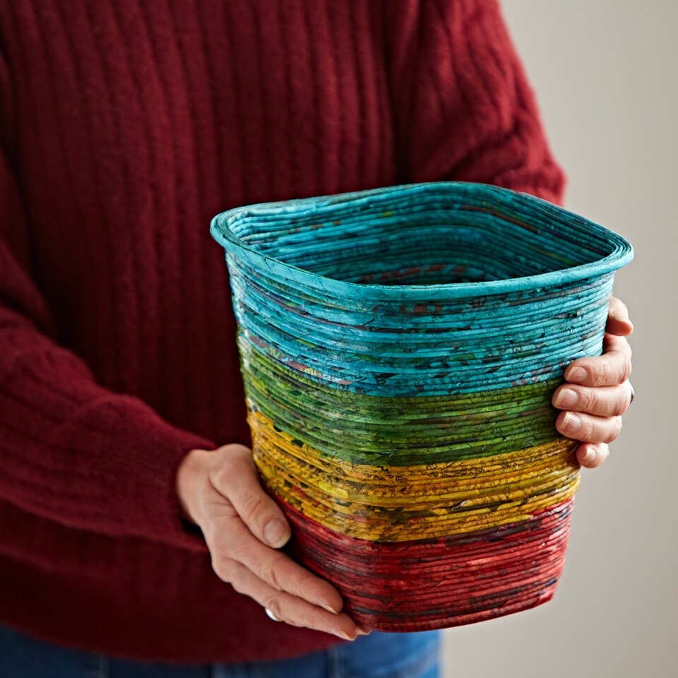 image 1 of Recycled Newspaper Waste Paper Basket