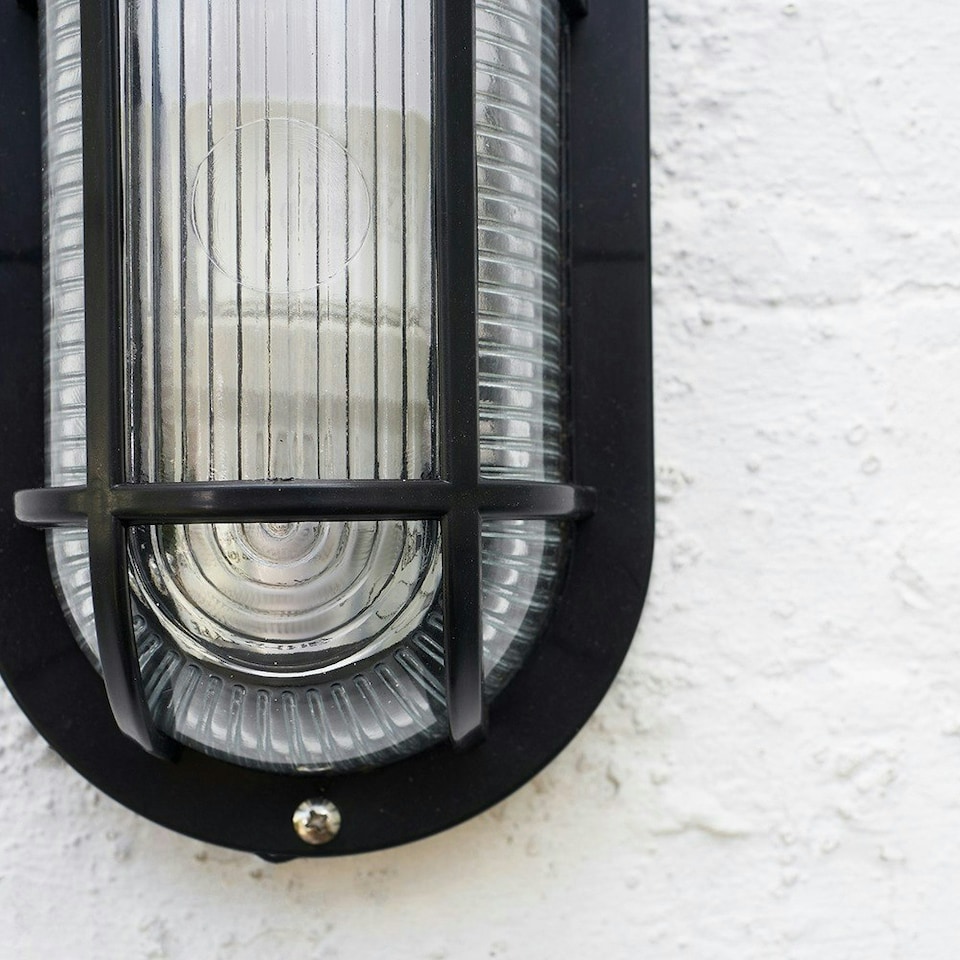 image 1 of ValueLights Carnforth Bulkhead light Matte Black Bulkhead Light and E27 Candle LED 4W Warm White 3000K Bulb Black