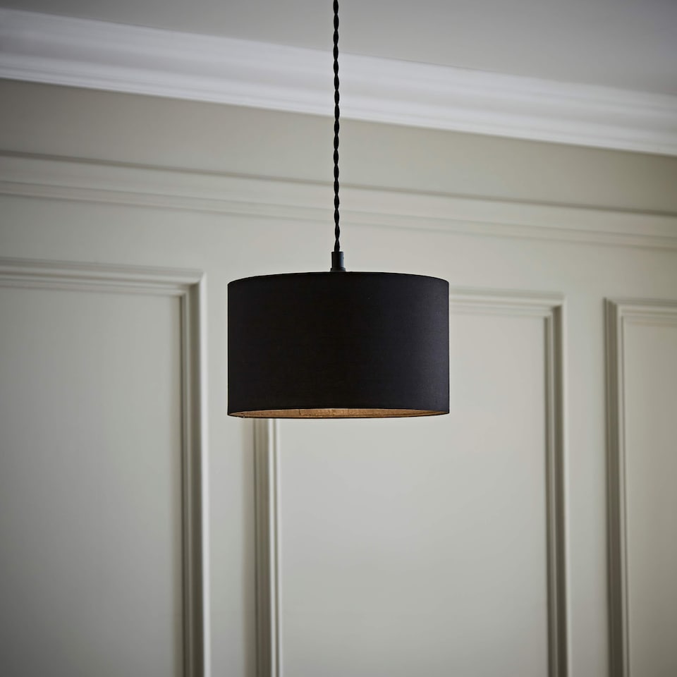 image 1 of ValueLights Reni Black Fabric Small Drum Shade | Black
