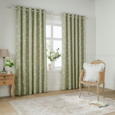 Wylder Bella Floral Sage Eyelet Curtains 229 x 183cm Green | Sage Green