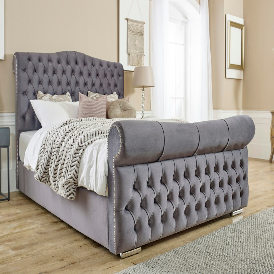 image 1 of Casonova Plush King Bed Frame - Steel