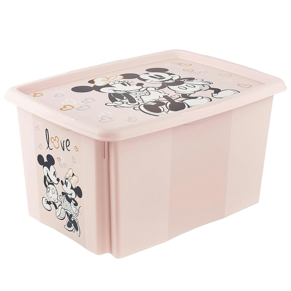 image 1 of Keeeper Minnie Mouse Turn Around Stacking Box with Lid 45 Litre Nordic Pink
