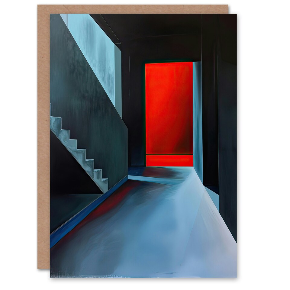 image 1 of Bauhaus Door Staircase Modern Him Her Birthday Card