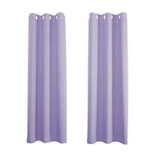 Lilac Eyelet Curtains - Thermal Blackout Curtains - 46 x 54 Inch Drop - 2 Panel | Purple | One Size