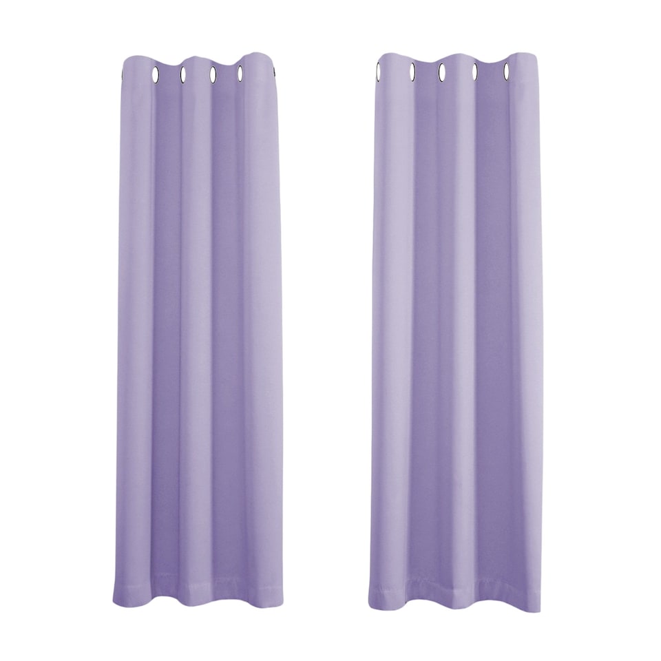 image 1 of Lilac Eyelet Curtains - Thermal Blackout Curtains - 46 x 54 Inch Drop - 2 Panel | Purple | One Size