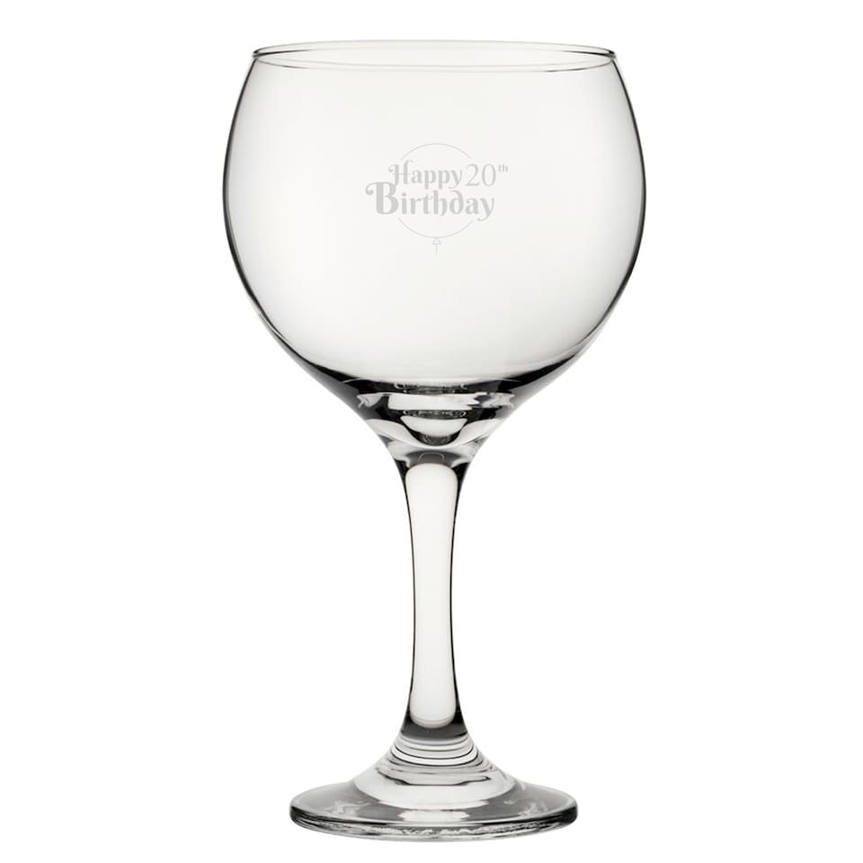 image 1 of Personalised Happy 20th Birthday Gin Balloon Cocktail Glass for Friend