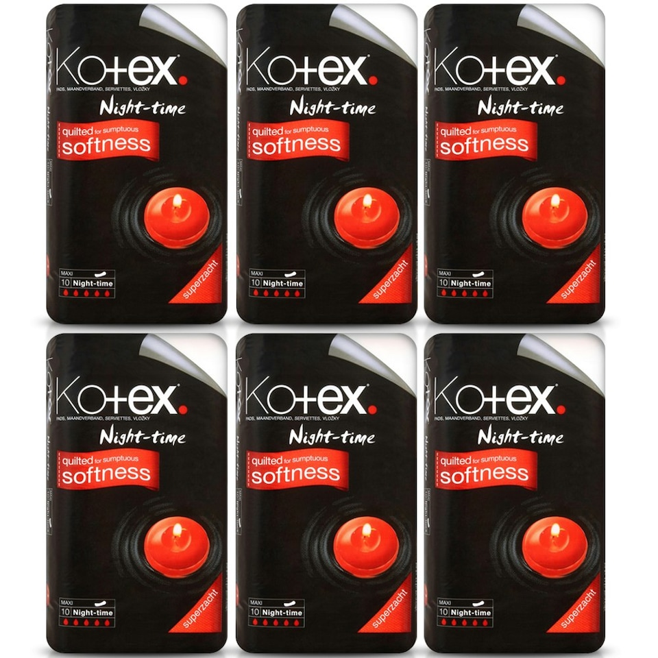 image 1 of Kotex Maxi Night-Time 10 Sanitary Pads - Pack of 6