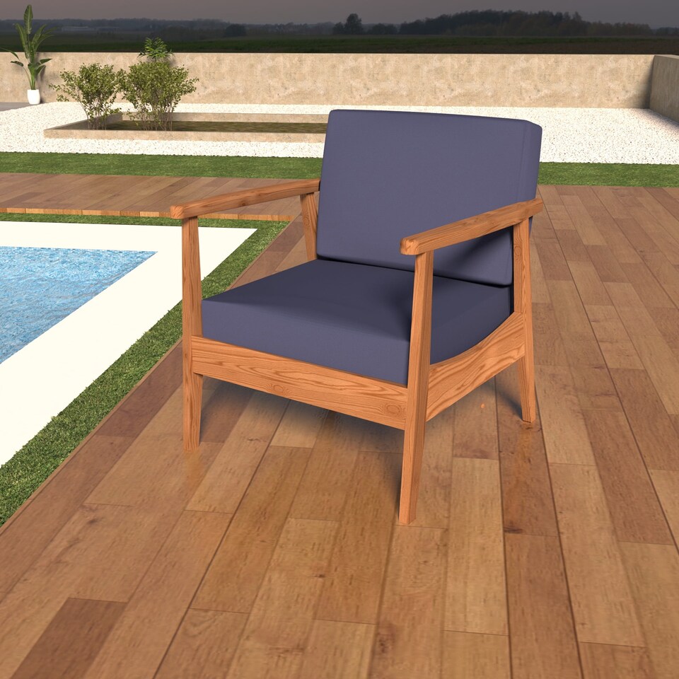 image 1 of Covers&All Outdoor Seat / Back Cushions, Durable Cover Rite Fabric, 28½ in L x 28½ in W x 5 in Thick, Navy Blue
