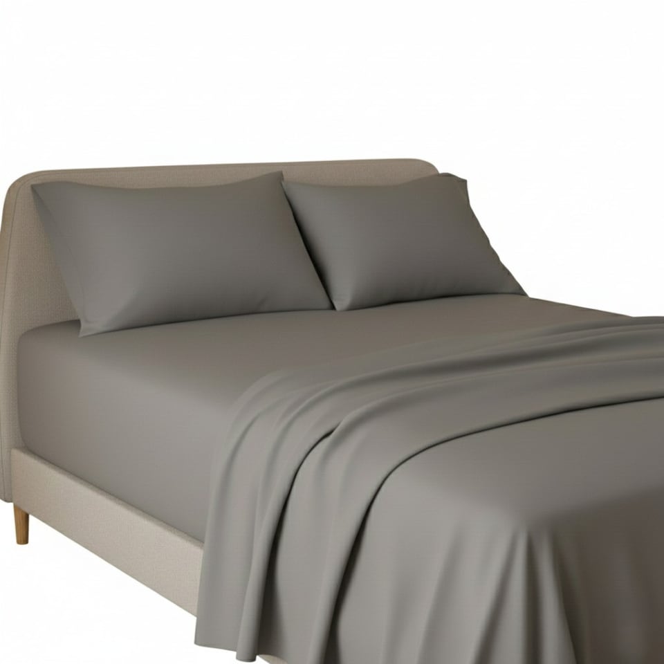 image 1 of Flannelette Flat Sheet Soft Brushed Cotton Bedding for Warmth Comfort | Grey | Super King