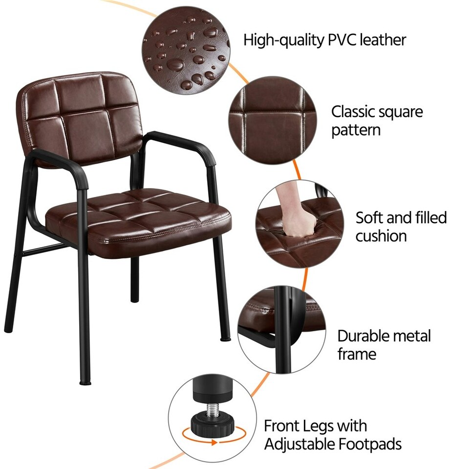 image 1 of Yaheetech 2pcs Office Reception Upholstered Chairs for Home & Office Black Brown