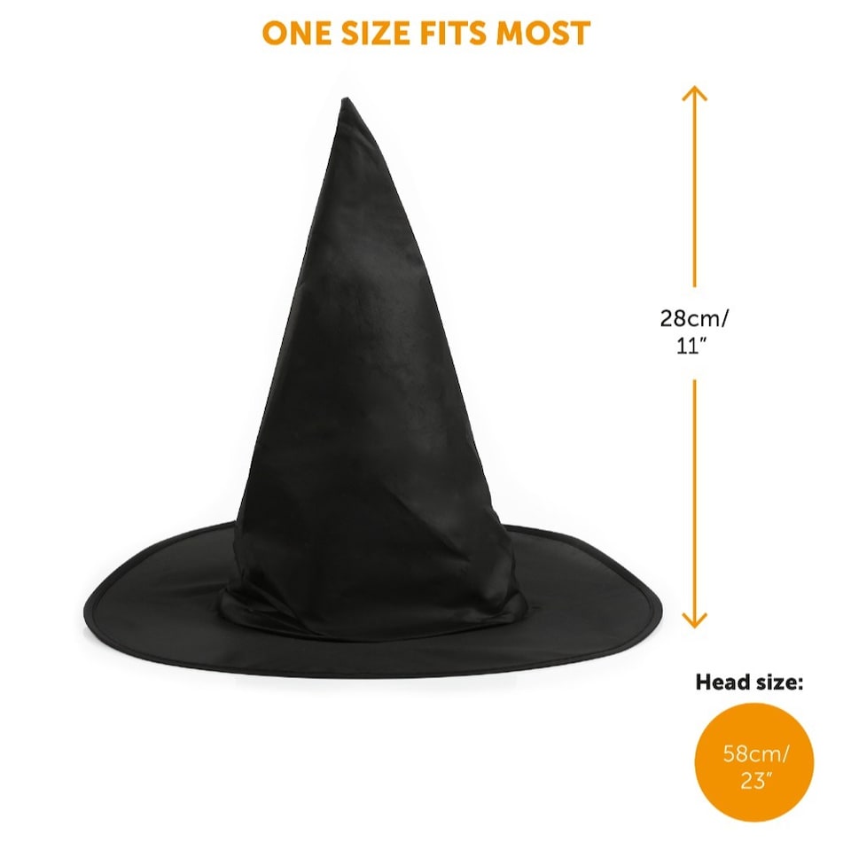 image 1 of Witch Costume - Dress, Gloves, Hat & Broom | Black | XL