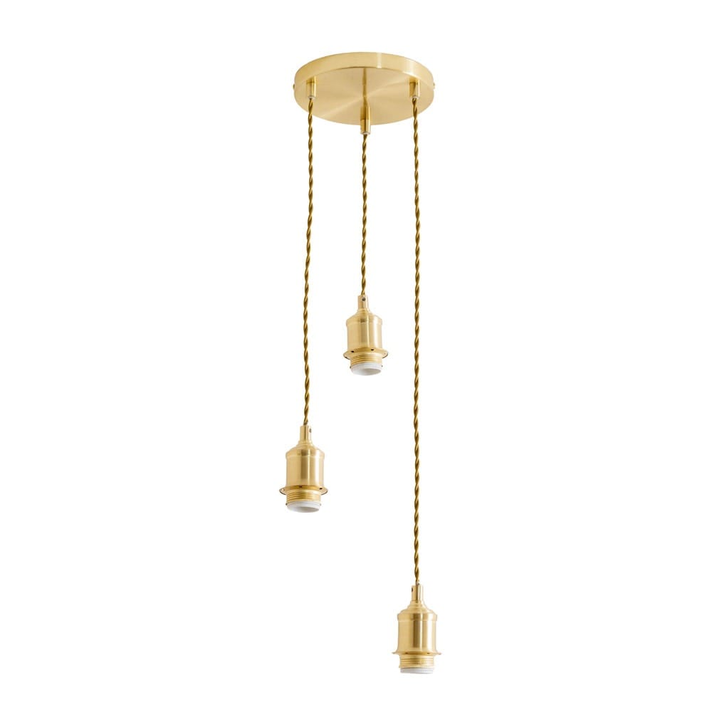 ValueLights Shaw Cluster Drop 3 Way Brushed Gold Adjustable Pendant Ceiling Light Gold
