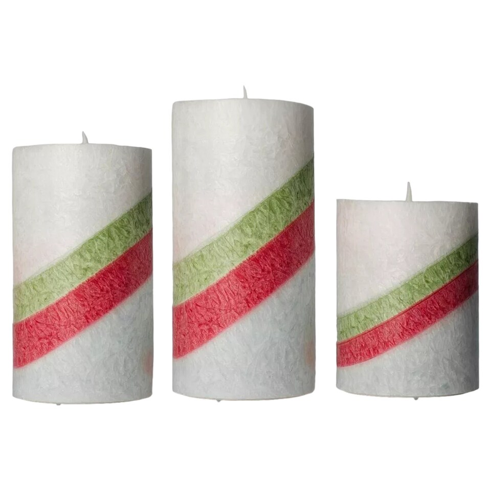 image 1 of 3-Pcs LED Flameless Battery Candles - Colorful Christmas Lamps