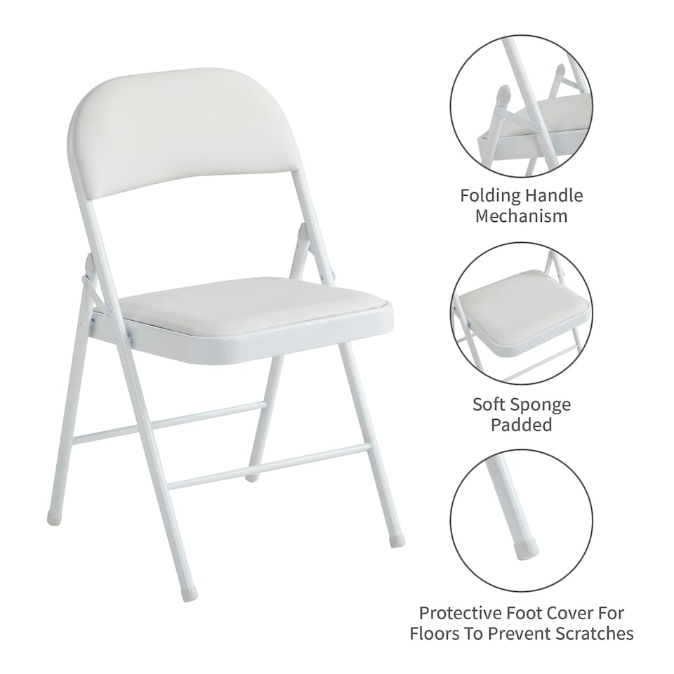 image 1 of Set of 6 Folding Dining Chairs with Metal Frame and Padded Seats