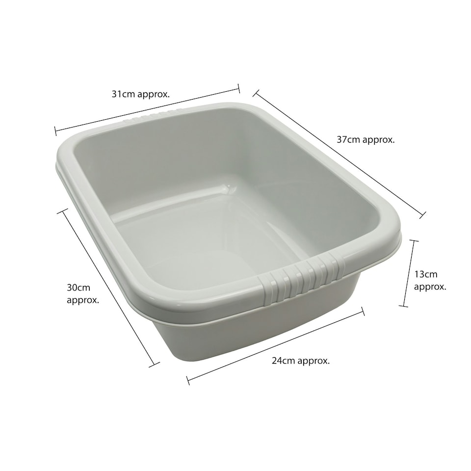 image 1 of JVL Plastic Dish Drainer and Rectangular Washing Up Bowl Kitchen Set, Grey Grey