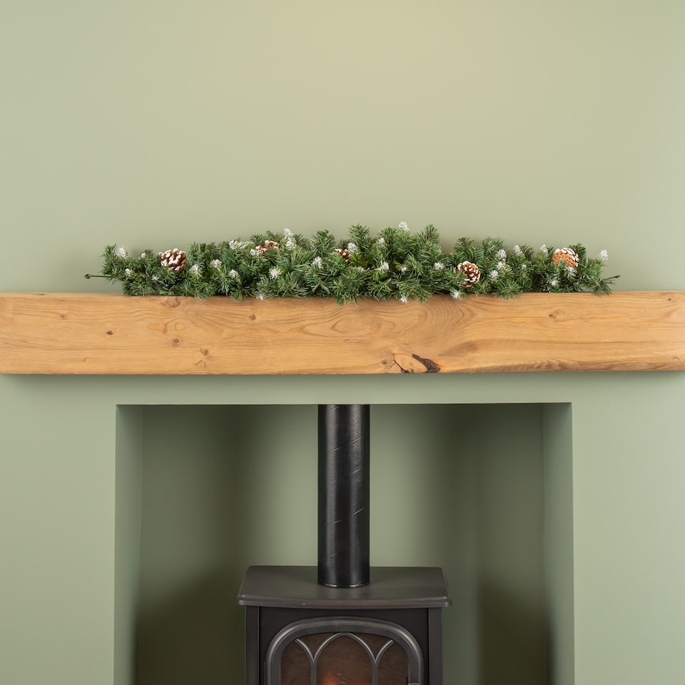 image 1 of 90cm Snow King Fir Christmas Swag Garland with Pine Cones & Snow Tips