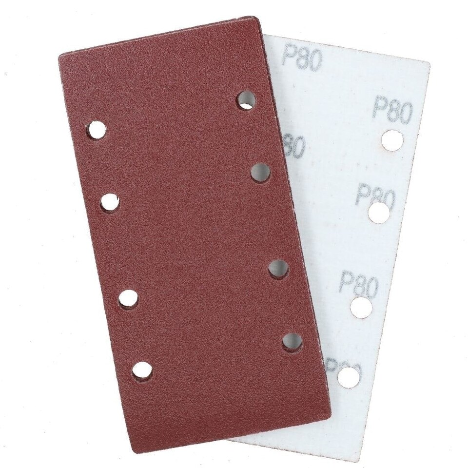 image 1 of Hook/Loop 1/3 Sheet Sanding Sander Sandpaper Pads 50 Pack 80 Grit