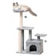 image 1 of PawHut Cat Tree Tower with Sisal Scratching Post Condo 114cm Light Grey