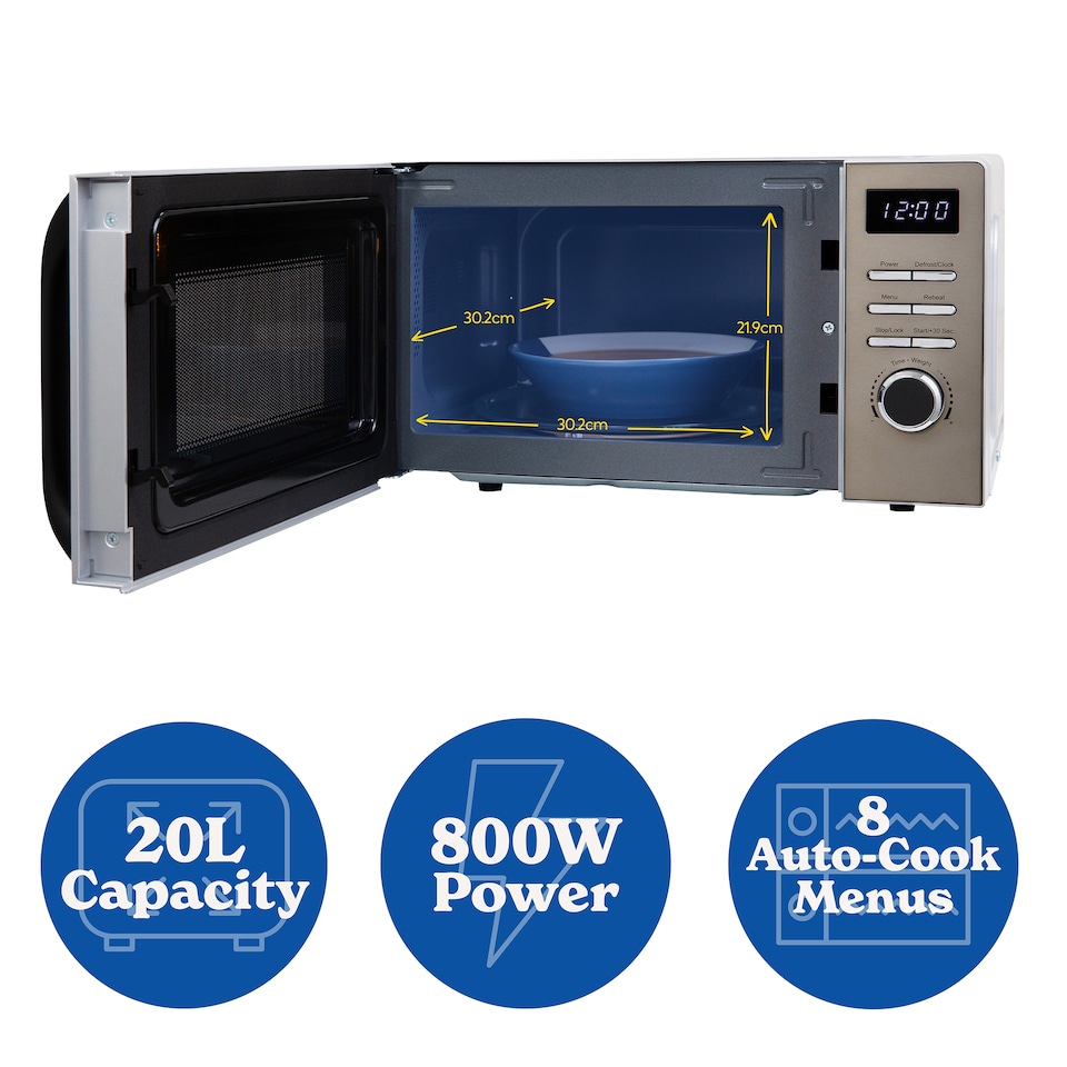 image 1 of Russell Hobbs RHMD832T Titanium Digital Microwave 20L 800W with Defrost Setting
