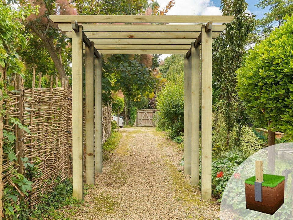 image 1 of eDecks HD Village Walkway Garden Pergola w/ Concrete In Posts 2.7m - 2.4 x 3.6m