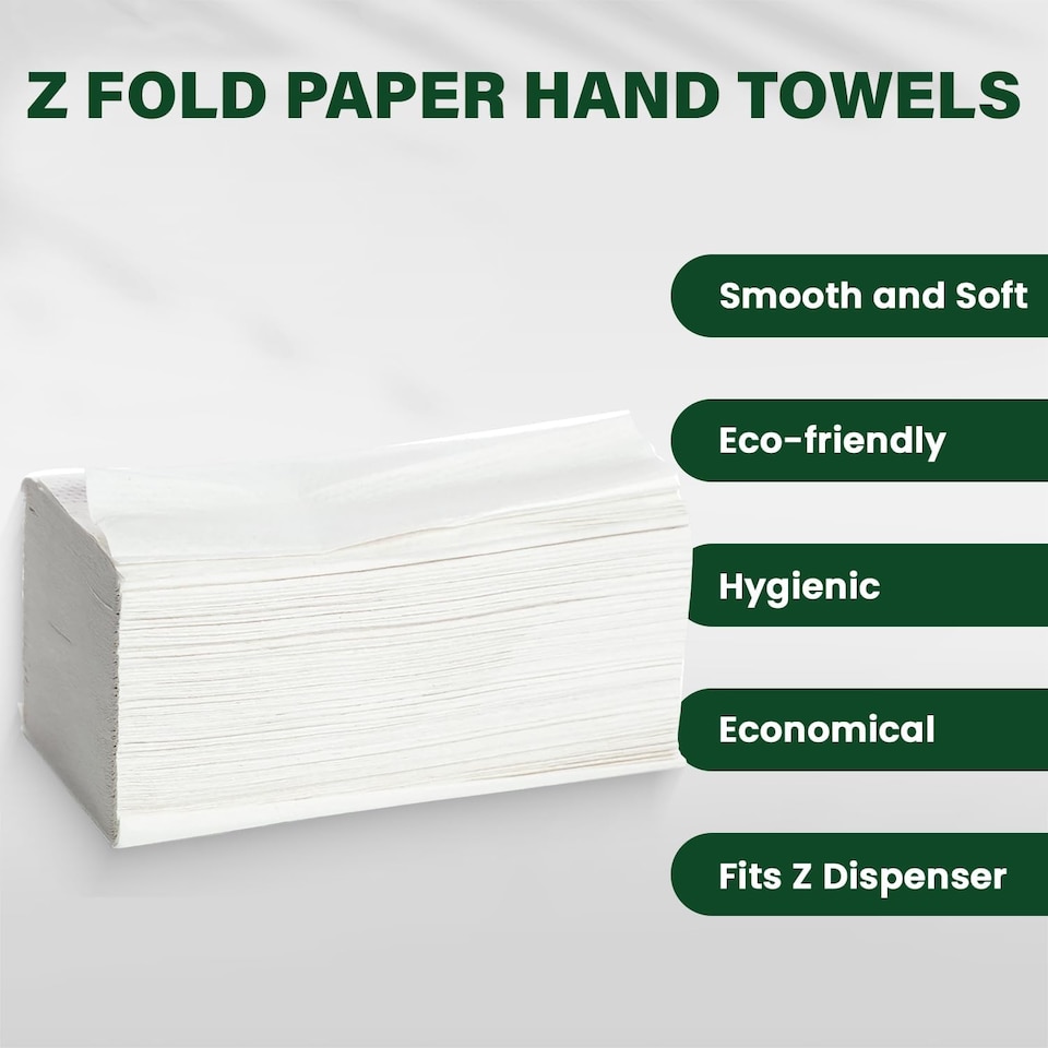 image 1 of ECONX Z-Fold Paper Hand Towels White 2 Ply Disposable Hand Towels Box of 3000