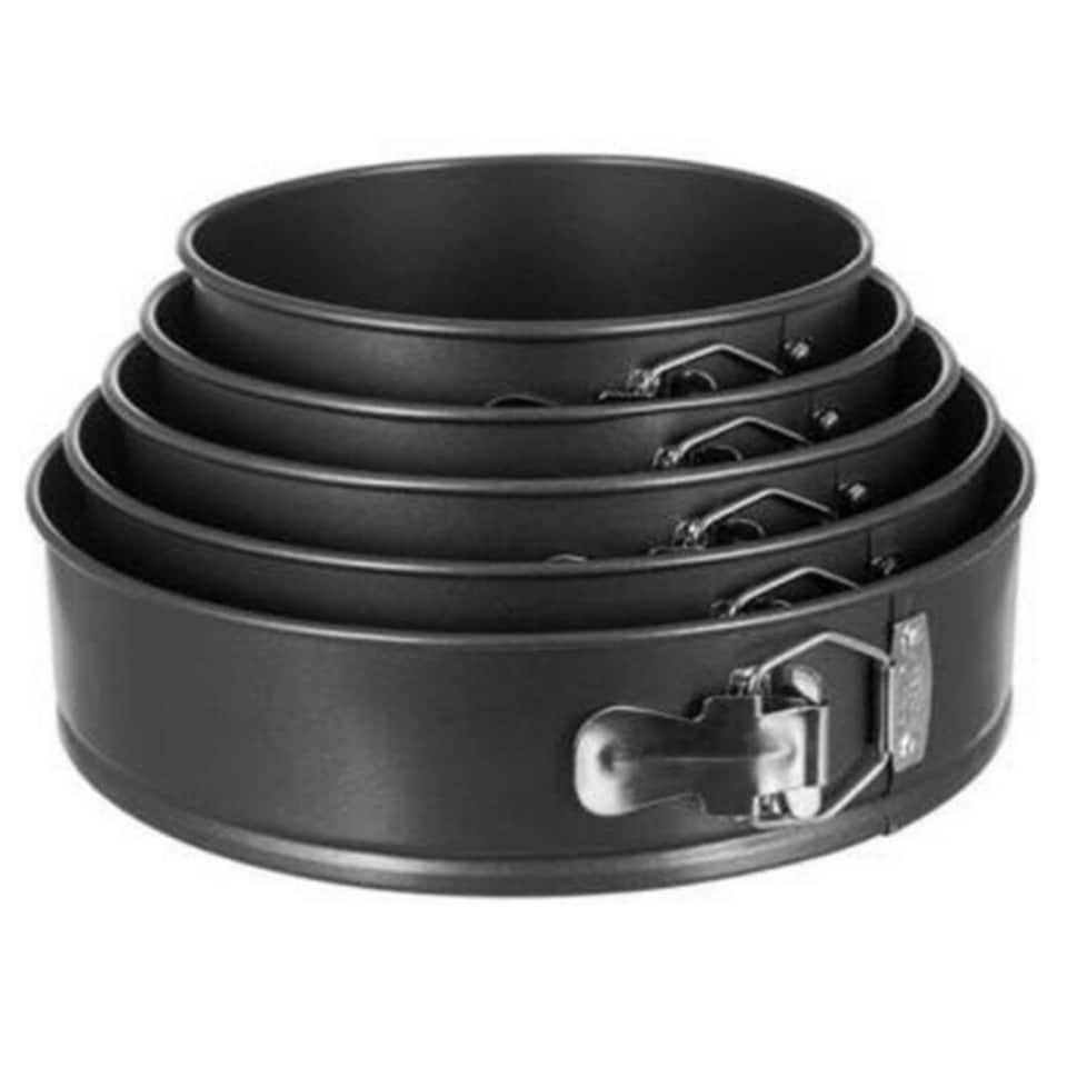 image 1 of Living and Home Set of 5 Non-Stick Round Springform Cake Pans with Removable Bottoms | Black