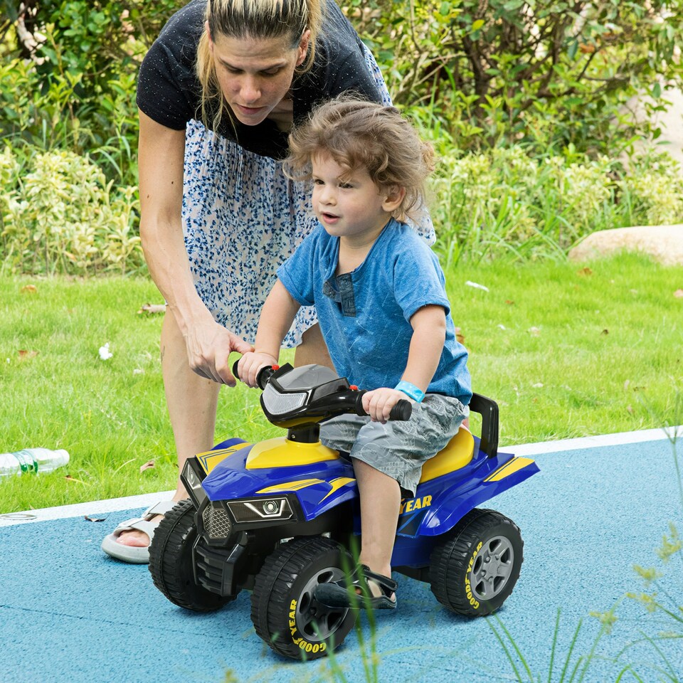 image 1 of HOMCOM Goodyear Baby Quad Ride-On Walker w/ Lights Horn Storage 18-36 Months