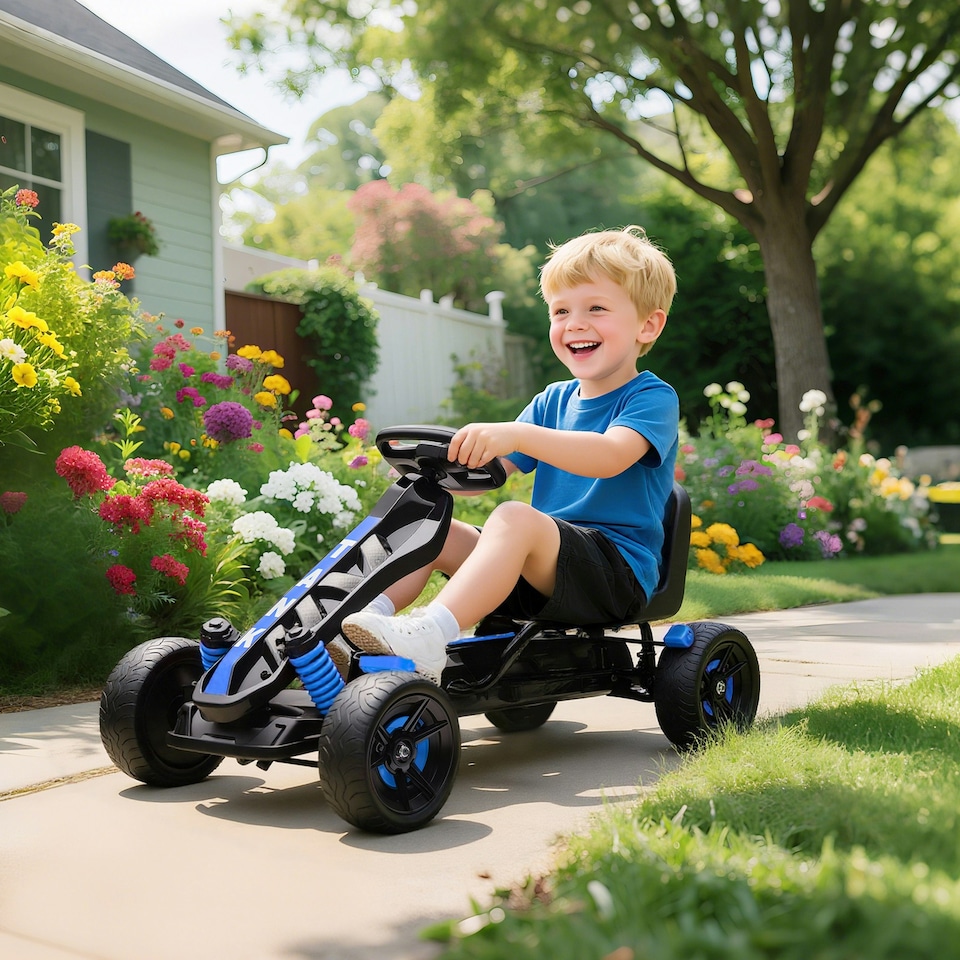 image 1 of AIYAPLAY Pedal Go Kart with Freewheel System, for Ages 3-6 Years, Blue