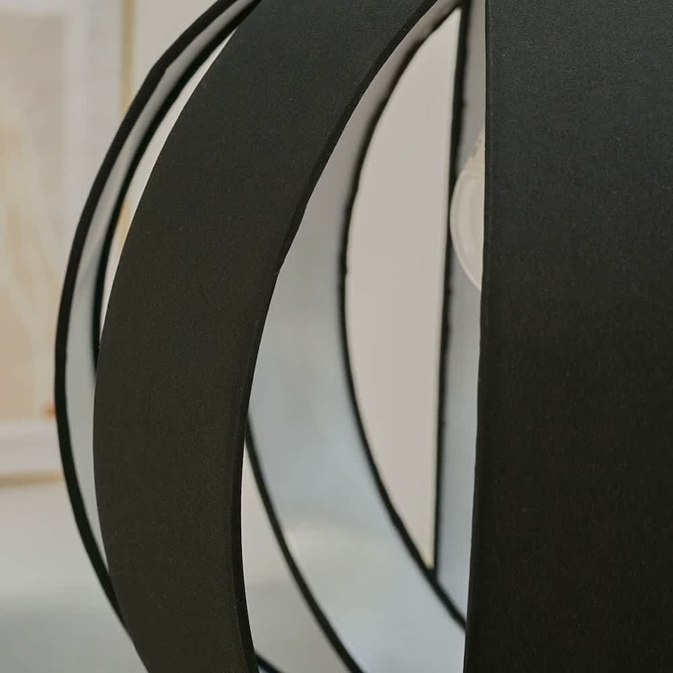 image 1 of ValueLights J90 Black Fabric Cocoon Globe Ceiling Shade & Bulb | Black