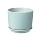 image 1 of Duck Egg Blue Ceramic Plant Pot With Attached Saucer - 17.5cm