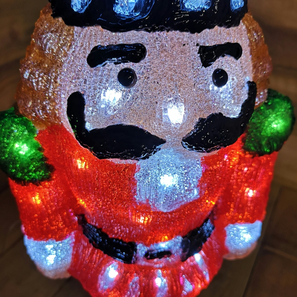 image 1 of 60 LED Acrylic Nutcracker Outdoor Christmas Decoration Cool White Light Up Garden Ornament