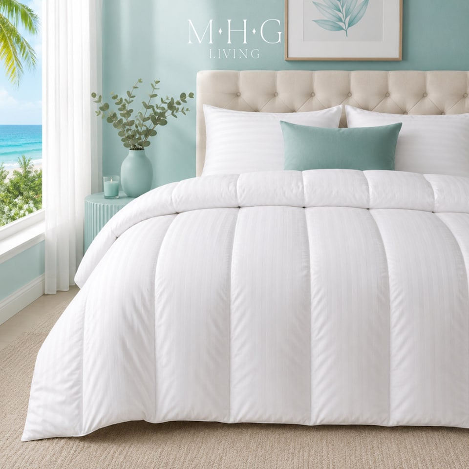image 1 of Premium 1 Tog Summer Duvet Quilt - Lightweight Striped Microfibre, Breathable & Hypoallergenic