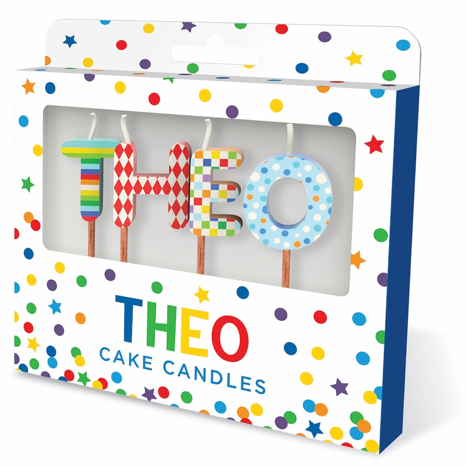image 1 of Name Birthday Cake Candle Set - Theo