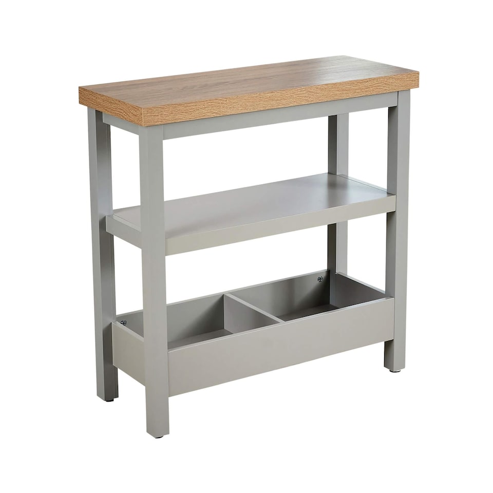 image 1 of Side Table Grey Oak Effect Top Storage Shelves Organiser Home Room Furniture
