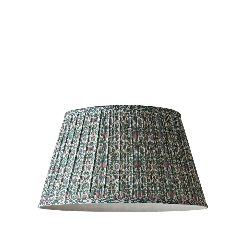 image 1 of ValueLights Abel Large Floral Pleated Tapered Lamp Shade & Bulb | Multi