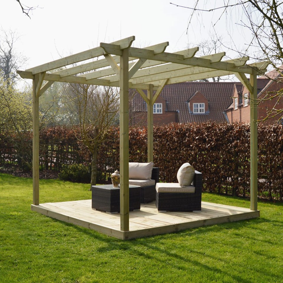 image 1 of Pergola and Decking Kit - L240 x W240 x H270 cm - Light Green