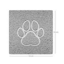 Embossed Spaghetti Loofah Anti Slip Shower Mat - Paw Grey | Square 53x53cm