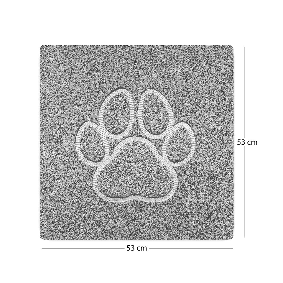 image 1 of Embossed Spaghetti Loofah Anti Slip Shower Mat - Paw Grey | Square 53x53cm