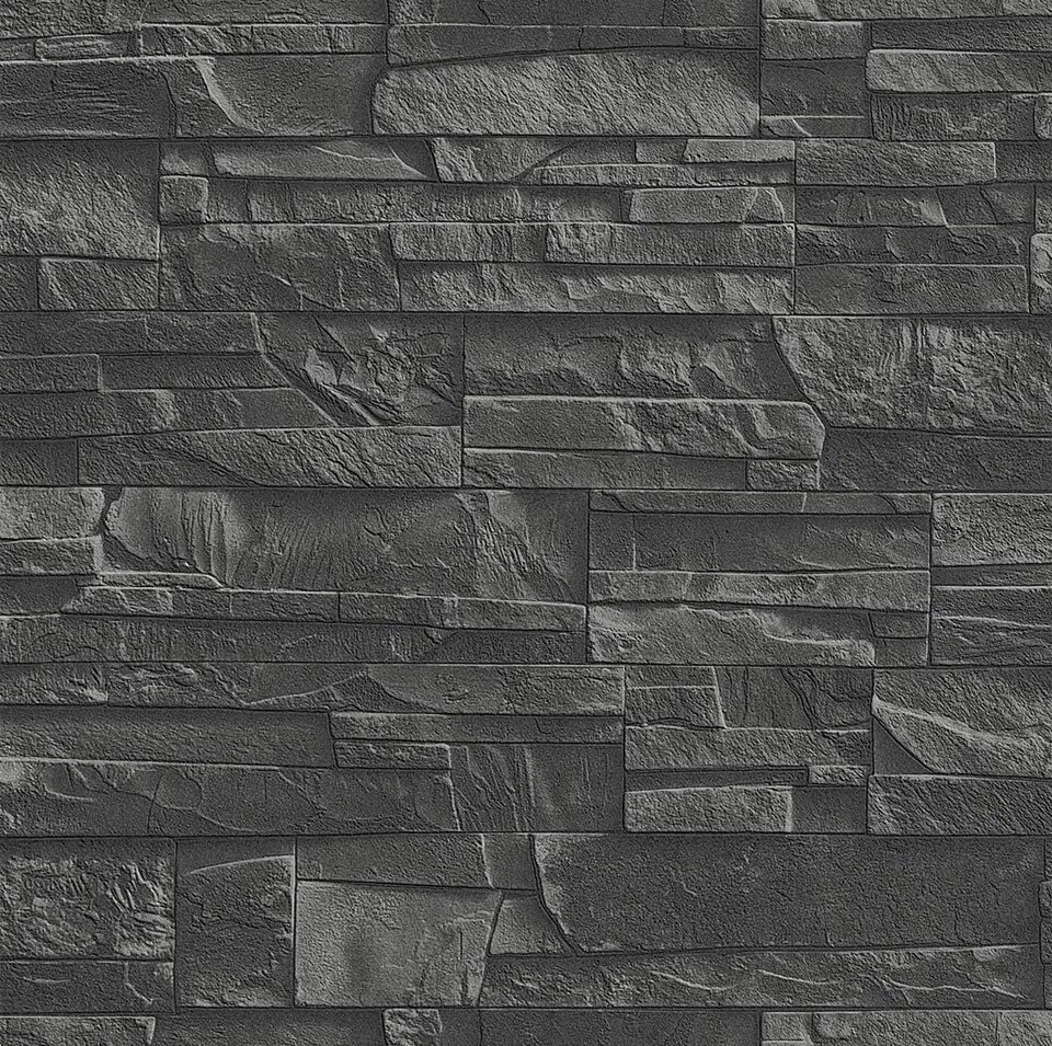 image 1 of Faux Slate 3D Effect Wallpaper